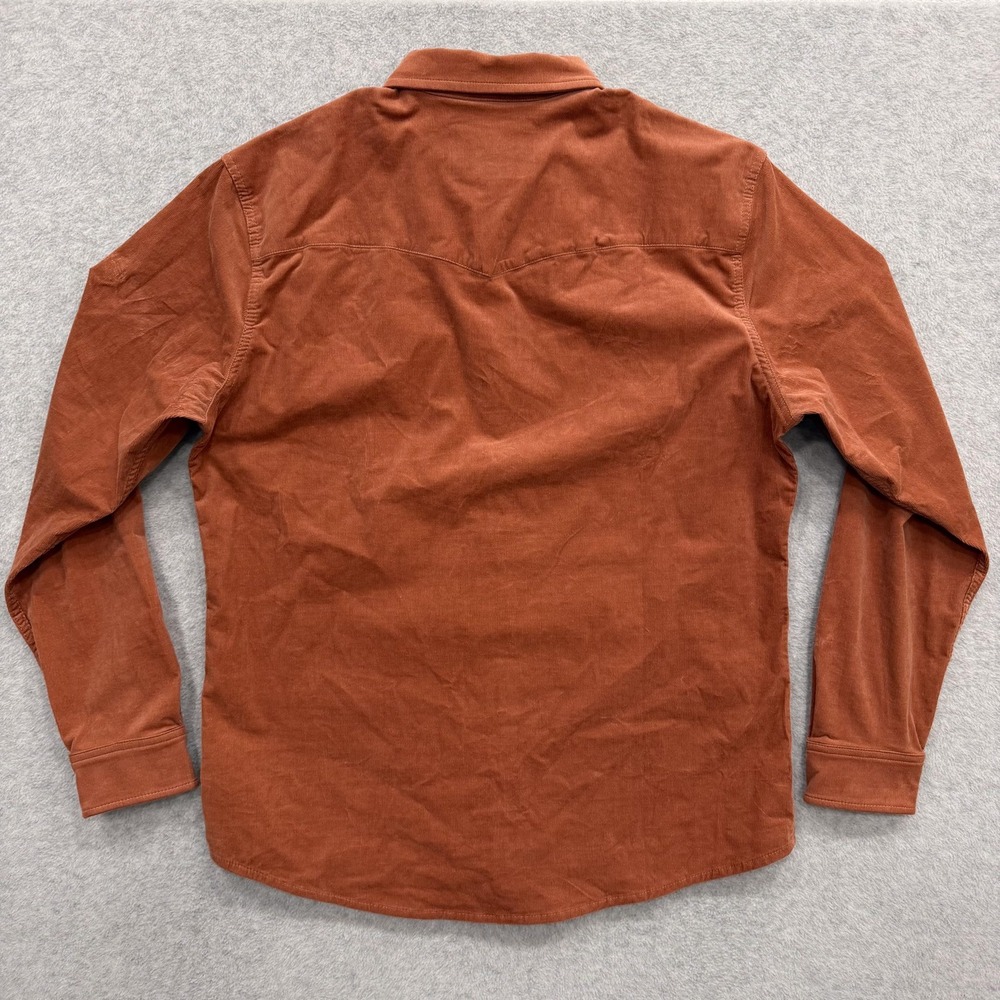 Poncho Shirt Mens XL Slim Fit Burnt Orange Pearl Snap Corduroy Long Sleeve - Picture 5 of 13